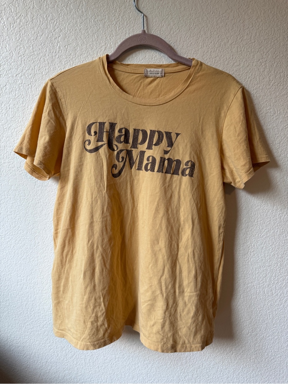 Altar'd State Mustard Yellow Tee with Brown Logo Detail - Picture 2 of 5